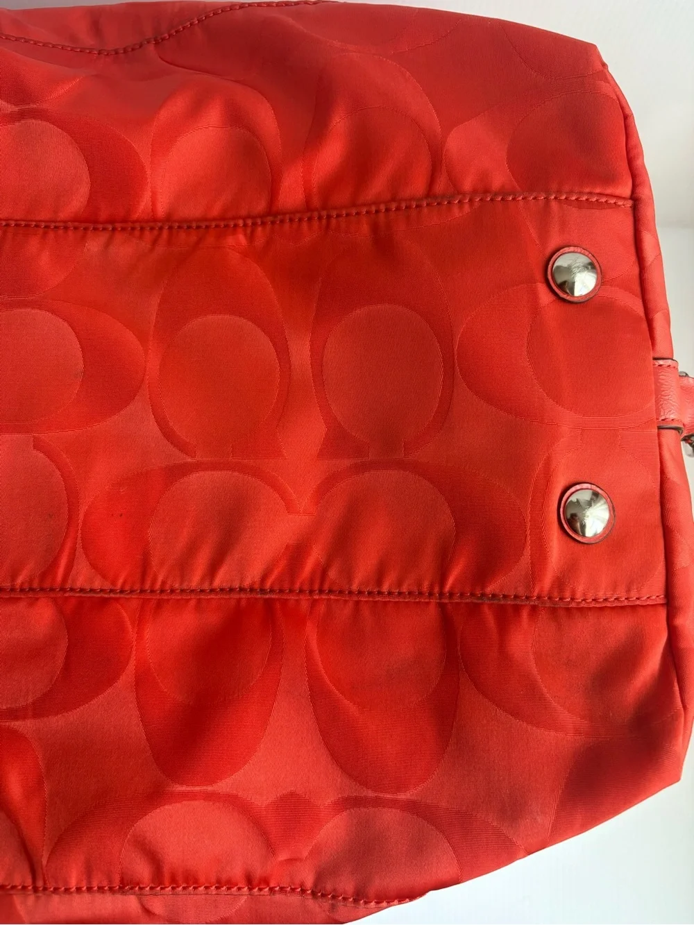 Coach Signature Hot Orange Nylon Travel Weekender Duffle Bag